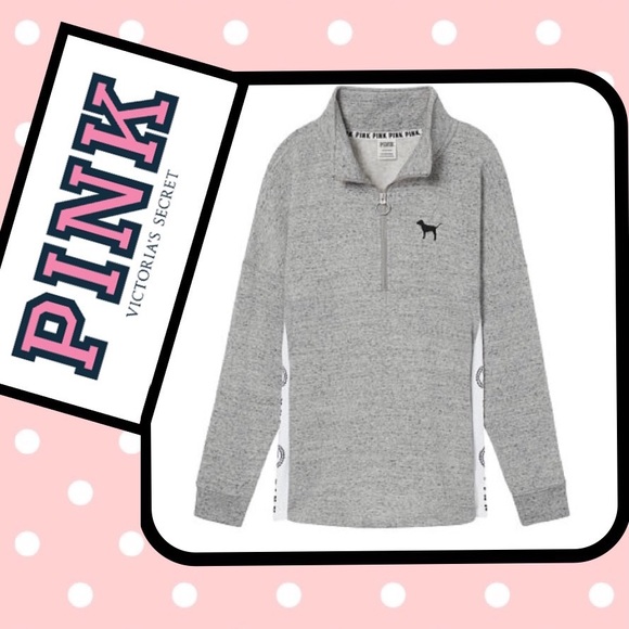 PINK Victoria's Secret Tops - 🌸NEW VS PINK Varsity Quarter Zip Sweatshirt